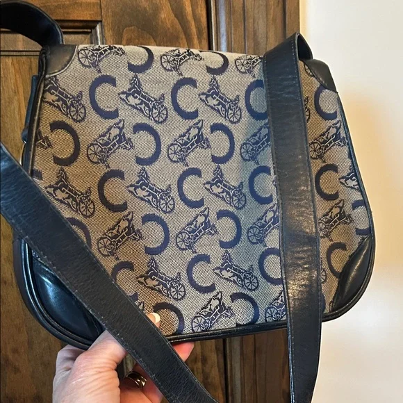 Celine Blue Monogram vintage Crossbody Gold Hardware - Picture 6 of 16